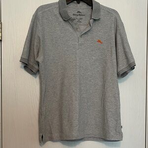 Tommy Bahama Gray Polo Shirt with Orange Logo